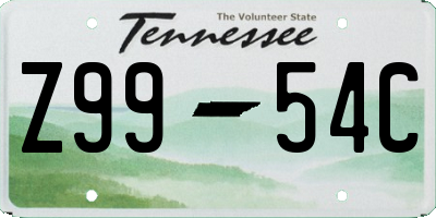 TN license plate Z9954C