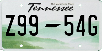 TN license plate Z9954G