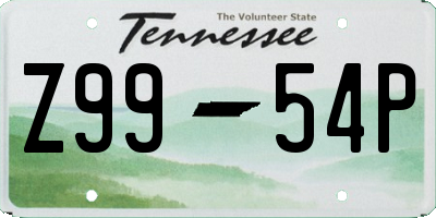 TN license plate Z9954P