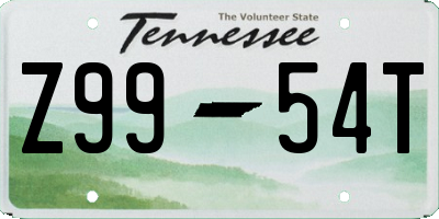 TN license plate Z9954T