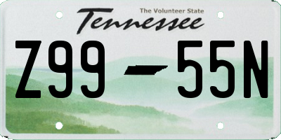 TN license plate Z9955N