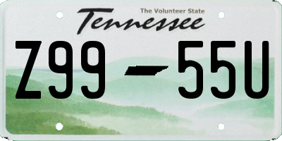 TN license plate Z9955U