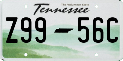 TN license plate Z9956C