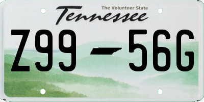 TN license plate Z9956G