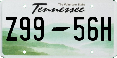 TN license plate Z9956H