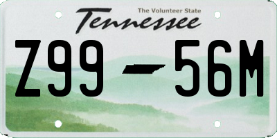 TN license plate Z9956M