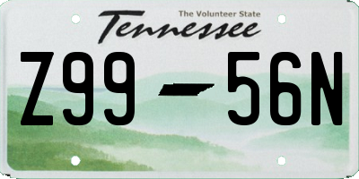TN license plate Z9956N