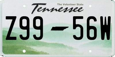 TN license plate Z9956W