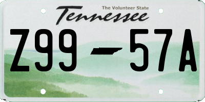 TN license plate Z9957A