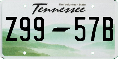 TN license plate Z9957B