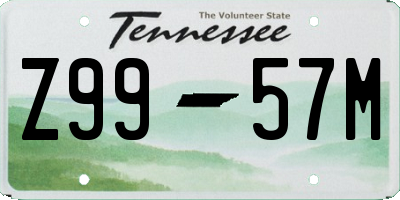 TN license plate Z9957M