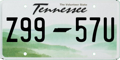 TN license plate Z9957U
