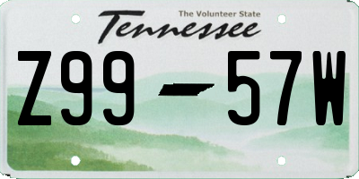 TN license plate Z9957W