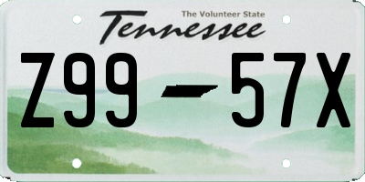 TN license plate Z9957X