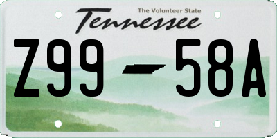 TN license plate Z9958A