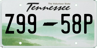 TN license plate Z9958P