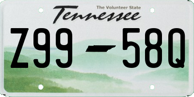 TN license plate Z9958Q