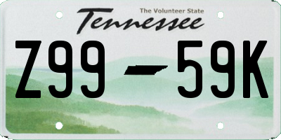 TN license plate Z9959K