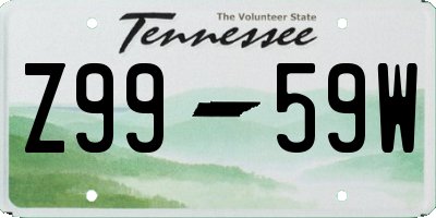 TN license plate Z9959W