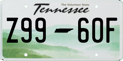 TN license plate Z9960F