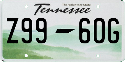 TN license plate Z9960G