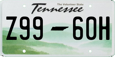 TN license plate Z9960H