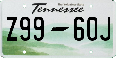 TN license plate Z9960J
