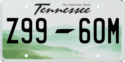 TN license plate Z9960M