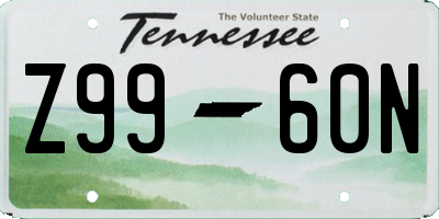 TN license plate Z9960N