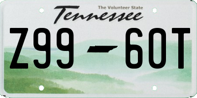 TN license plate Z9960T