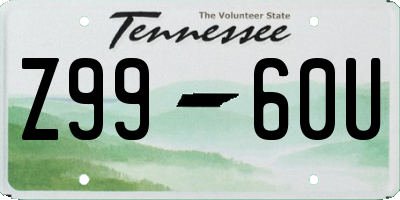 TN license plate Z9960U