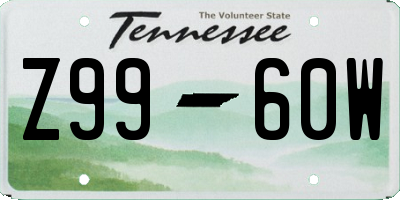 TN license plate Z9960W