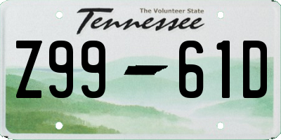 TN license plate Z9961D