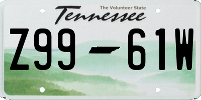 TN license plate Z9961W