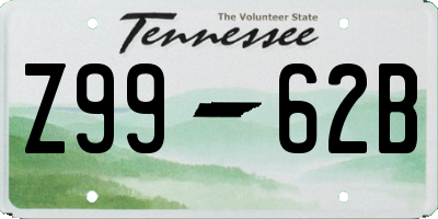 TN license plate Z9962B