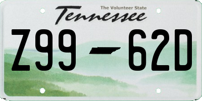 TN license plate Z9962D