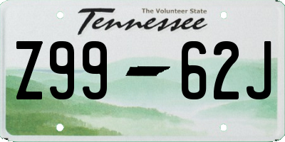 TN license plate Z9962J