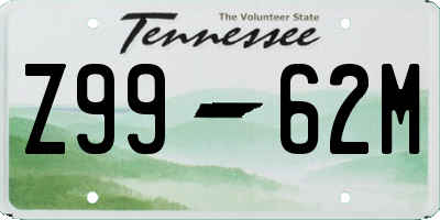 TN license plate Z9962M