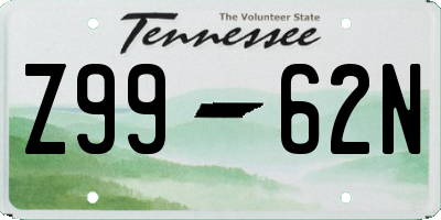 TN license plate Z9962N