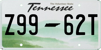 TN license plate Z9962T