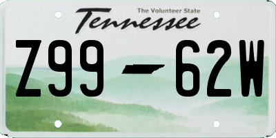 TN license plate Z9962W