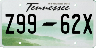 TN license plate Z9962X