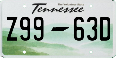 TN license plate Z9963D