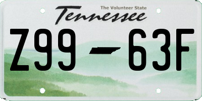 TN license plate Z9963F