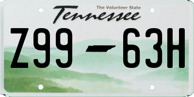 TN license plate Z9963H