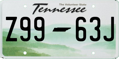 TN license plate Z9963J