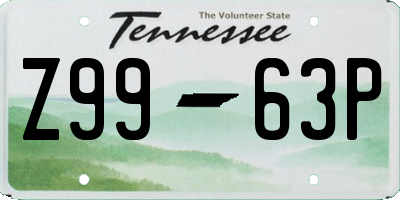 TN license plate Z9963P