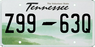 TN license plate Z9963Q