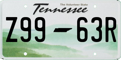 TN license plate Z9963R