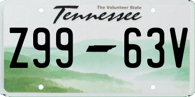 TN license plate Z9963V